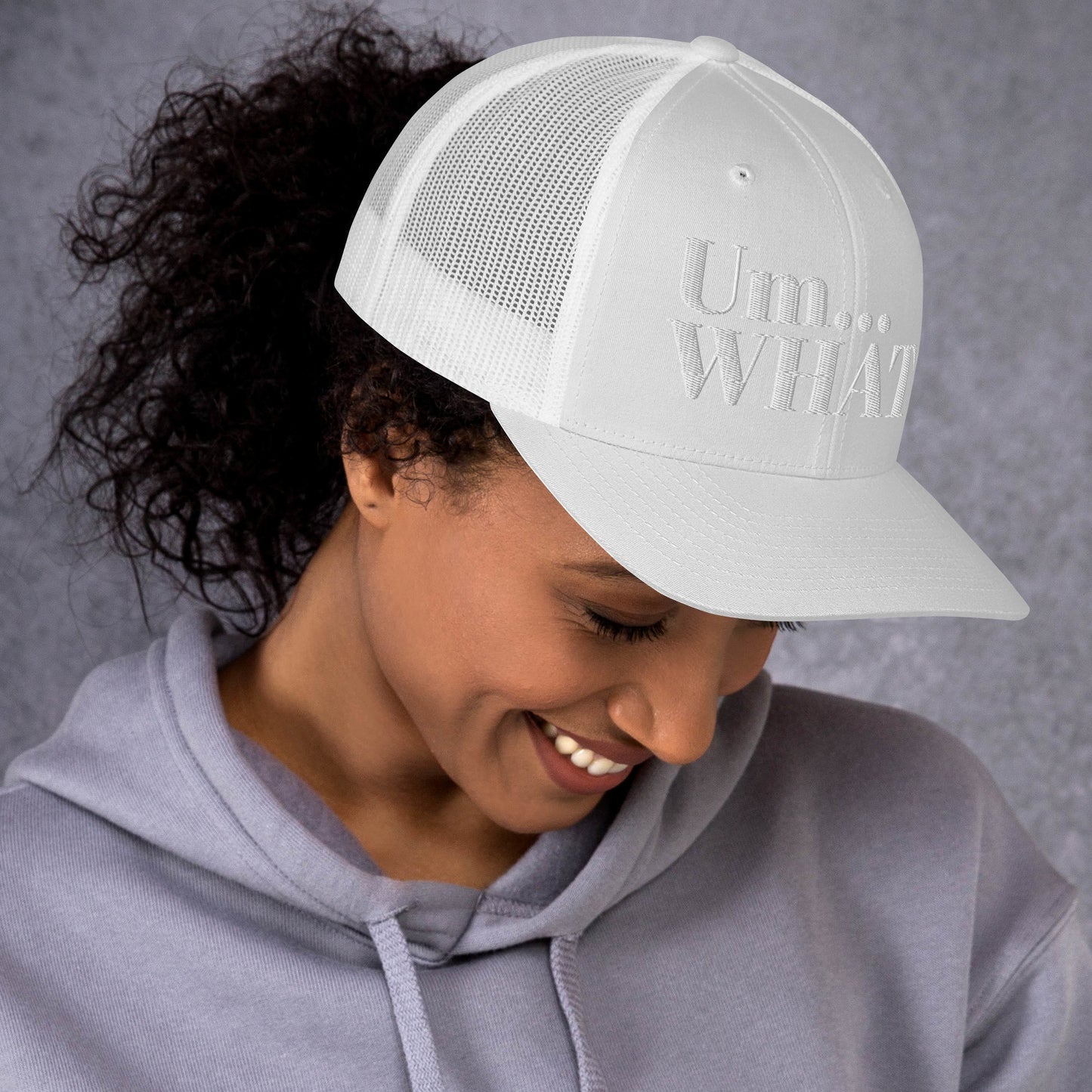 Um What Trucker Cap