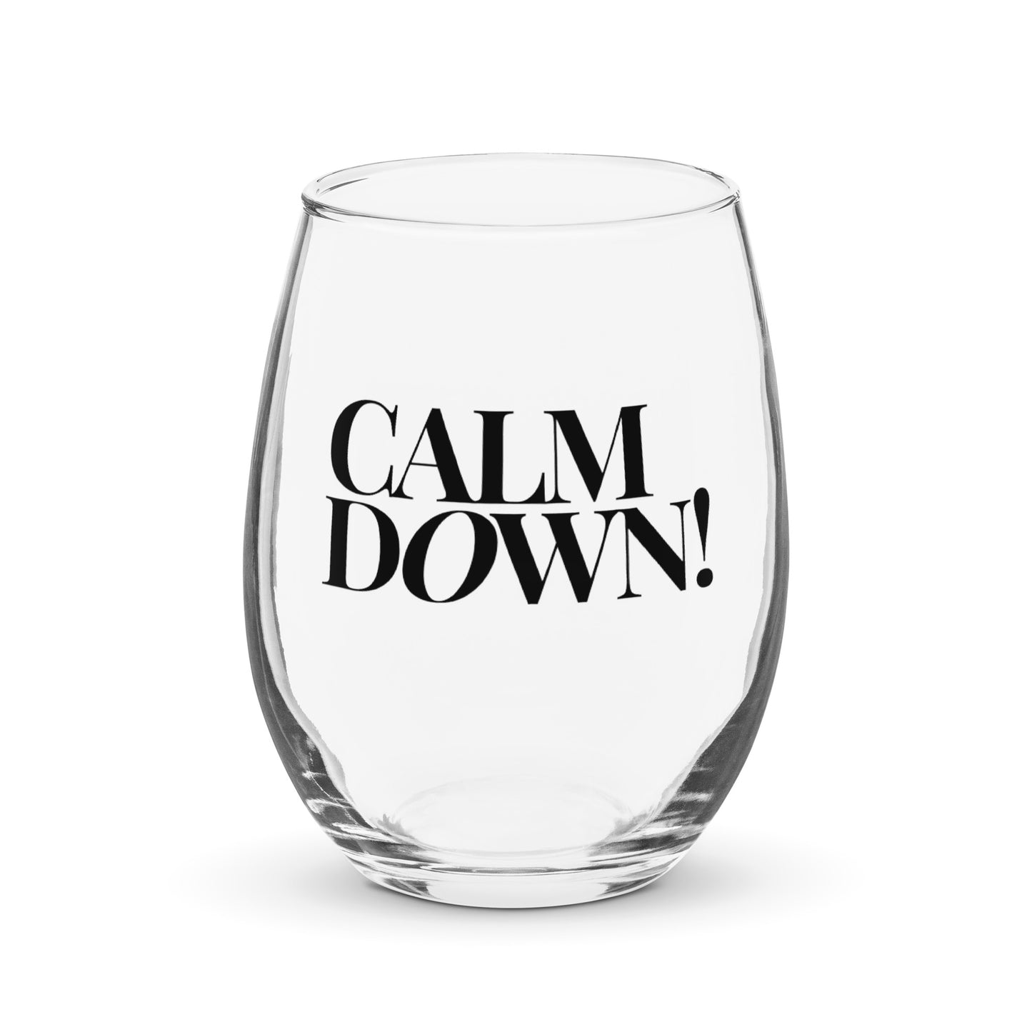 Calm Down Black Stemless wine glass