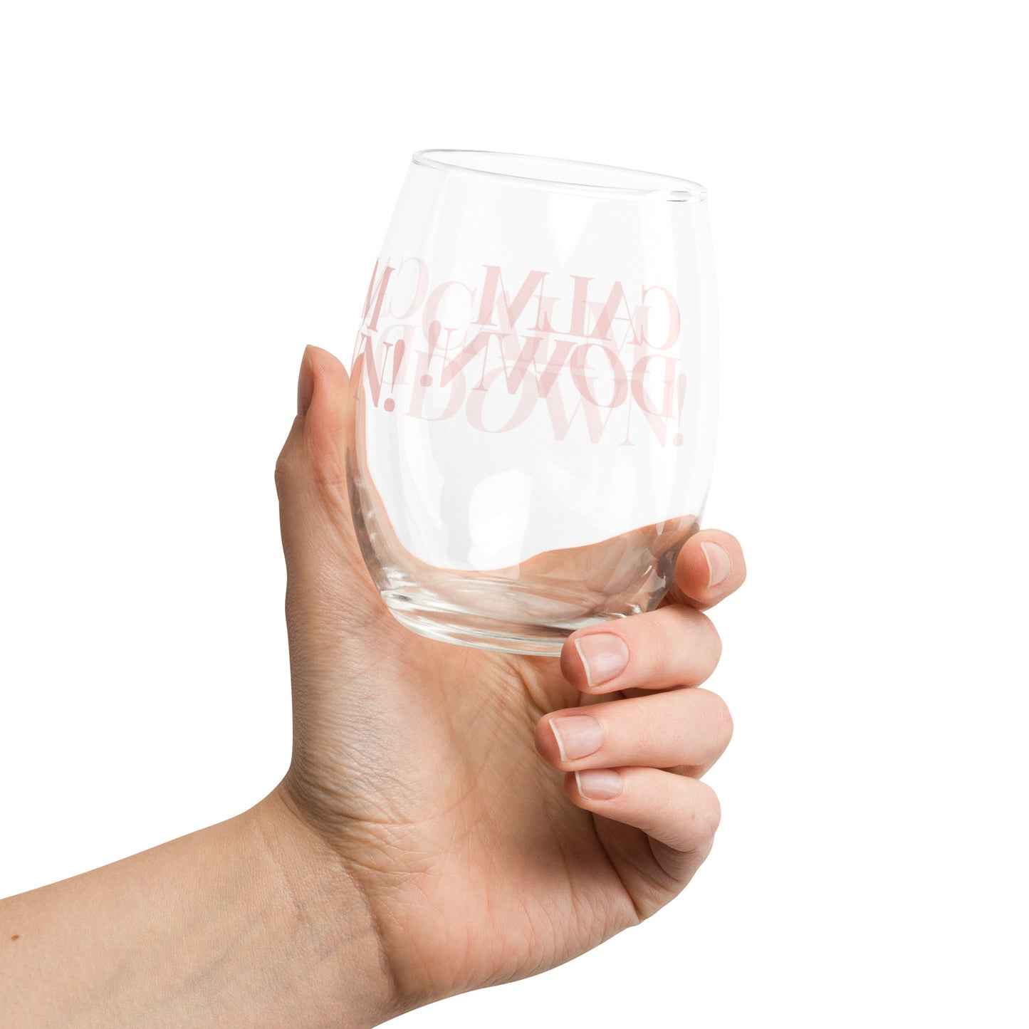 Calm Down Stemless wine glass