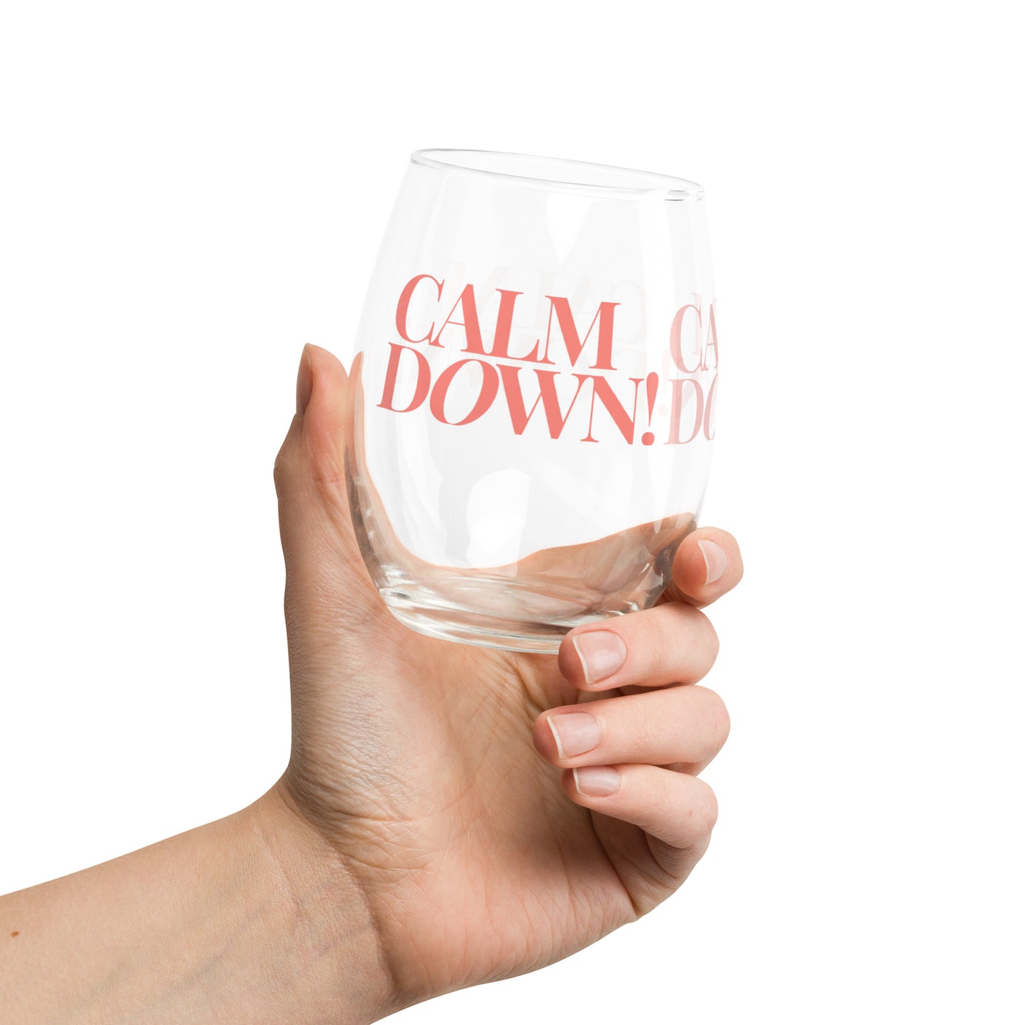 Calm Down Stemless wine glass