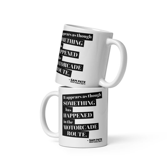 Motorcade White glossy mug with Black